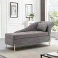 thumbnail image 1 of Andeworld Chaise Lounge with Storage, Modern Upholstered Tufted Chaise Lounge Chair Indoor Faux Suede Sofa Recliner Couch for Bedroom Office Living Room -Grey(Right Armrest), 1 of 7