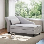 Andeworld Chaise Lounge with Storage,Indoor Lounge Sofa for Living Room,BedroomLeft Arm,Grey