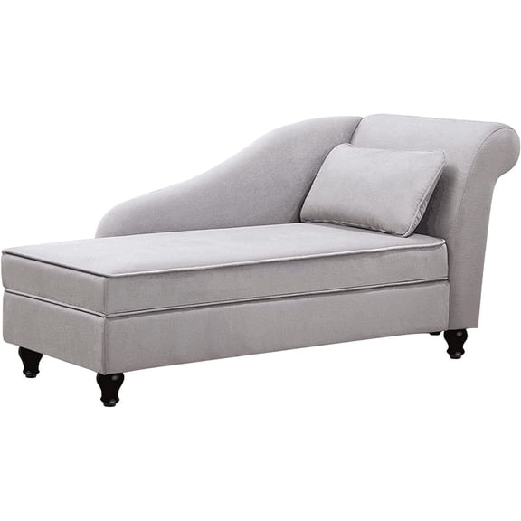 Andeworld Chaise Lounge with Storage,Indoor Lounge Sofa for Living Room,Bedroom(Right Arm,Grey)