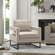 Andeworld Contemporary Upholstered Accent Armchairs Living Room Chair with Black Legs,Single Sofa Chair,Bedroom Reading Chair,Beige
