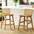 thumbnail image 1 of Andeworld Counter Height Bar Stools Set of 2,Mid-Century Counter Stools,24" Farmhouse Barstools with Footrest,Natural Rattan Stools for restaurant, 1 of 7