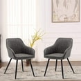 thumbnail image 1 of Andeworld Faux Leather Accent Chairs Set of 2, Living Dining Room Arm Chairs with Metal Legs for Home Kitchen Office Bistro Cafe (Grey), 1 of 7