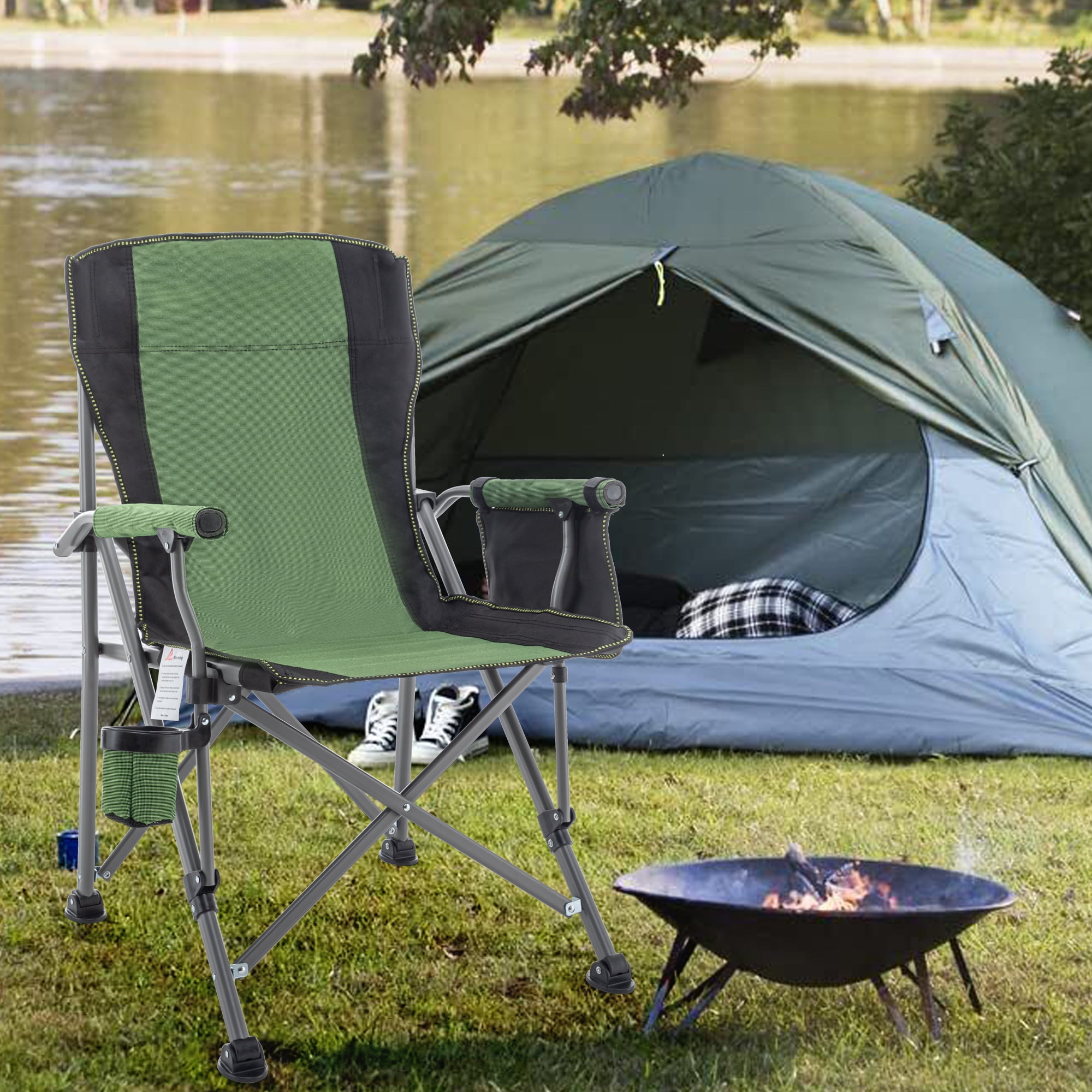 Andeworld Floding Camping Chair Oversized Heavy Duty Outdoor Patio