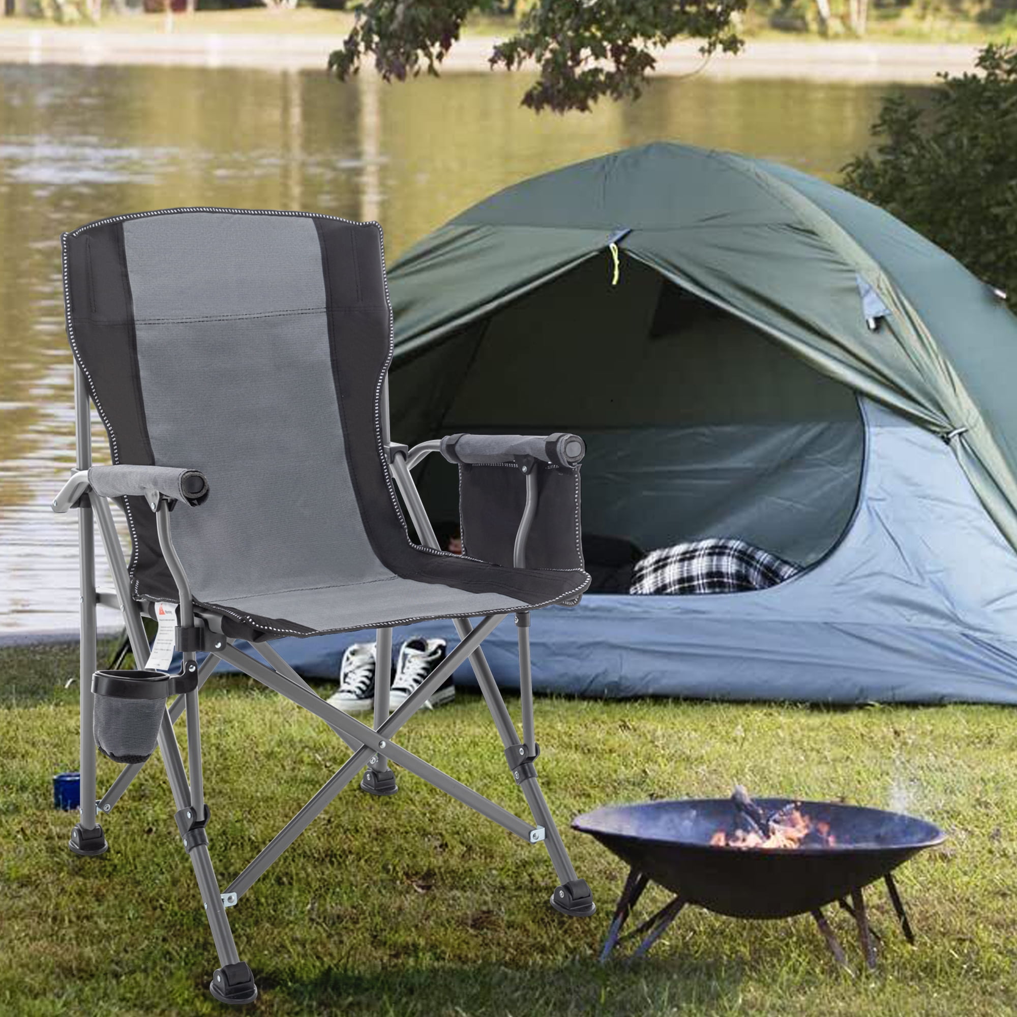 Grey folding camping chairs sale