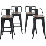 Andeworld Furniture Swivel Metal Bar Stools Kitchen Counter Height Stools Industrial Barstools Set of 4 (Swivel 24 inch,Matte Black Wooden)