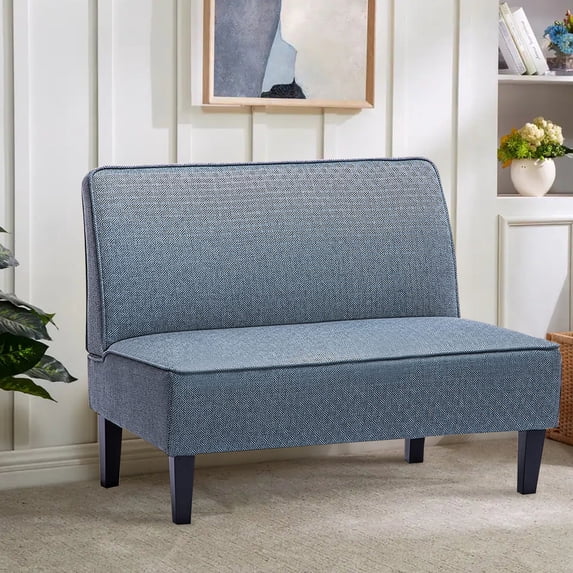Andeworld Linen Loveseat Sofa Couch Upholstered Small Loveseat for Bedroom Armless Living Room Chairs Cushioned 2-Seater Settee loveseat (Prints)