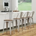 thumbnail image 1 of Andeworld Metal Bar Stools Set of 4 Counter Height Stools with Backs Counter Stools High Back Bar Chairs 30 Inch Silver, 1 of 9