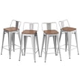 thumbnail image 1 of Andeworld Metal Bar Stools Set of 4 Kitchen Counter Height Barstools (30", Silver Wood Top Low Back), 1 of 8