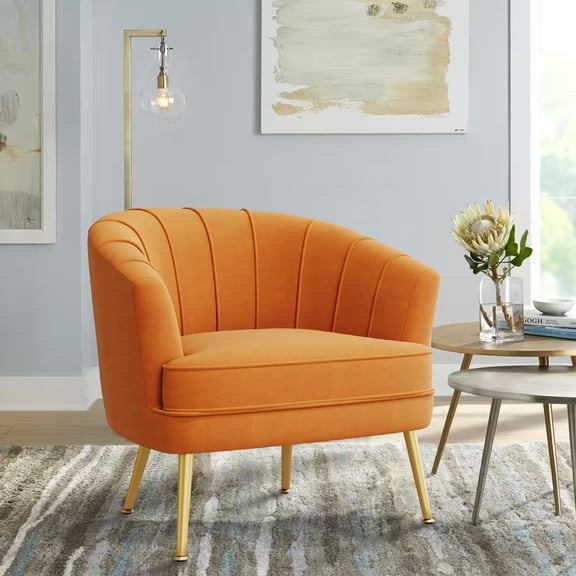 Andeworld Modern Accent Chair,Upholstered Single Sofa for Living Room,Bedroom(Orange)