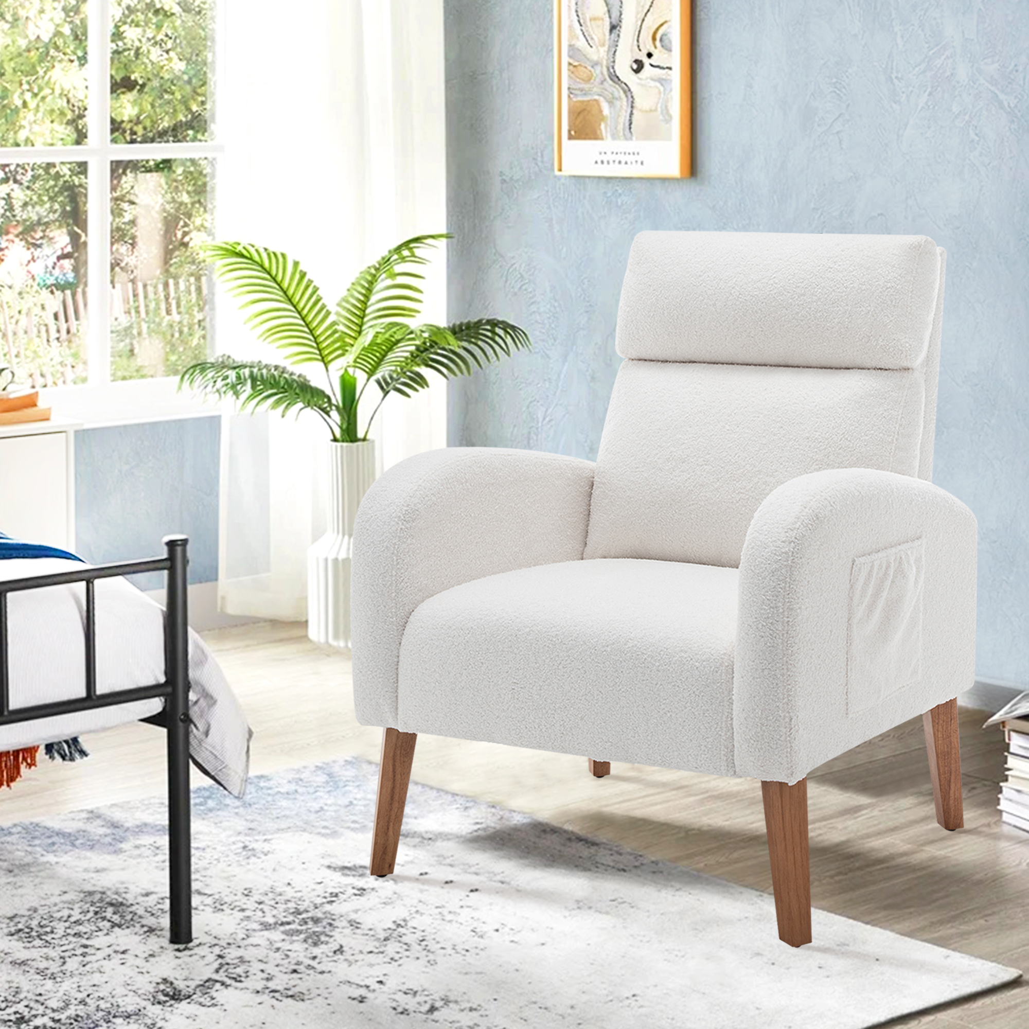 Andeworld Modern Velvet Accent Chair, White - Walmart.com
