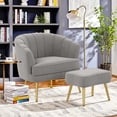 thumbnail image 1 of Andeworld Modern Accent Chair with Ottoman, Upholstered armchair for Living Room, Bedroom (Grey), 1 of 6