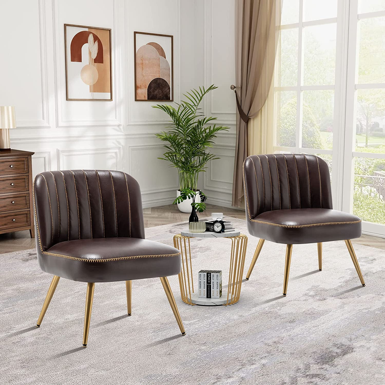 Brown accent chair 2024 set of 2