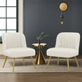 thumbnail image 1 of Andeworld Modern Accent Chairs Faux Leather Accent Chairs for Living Room Set of 2 Upholstered Living Room Chairs Large Seat with Metal Legs(Beige, Set of 2), 1 of 5