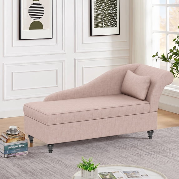 Andeworld Modern Chaise Lounge Indoor with Storage, Fabric Chaise Lounge Couch,Sleeper Lounge Sofa for Bedroom Office,Small Living Room & Apartment(TAN,Right Arm)