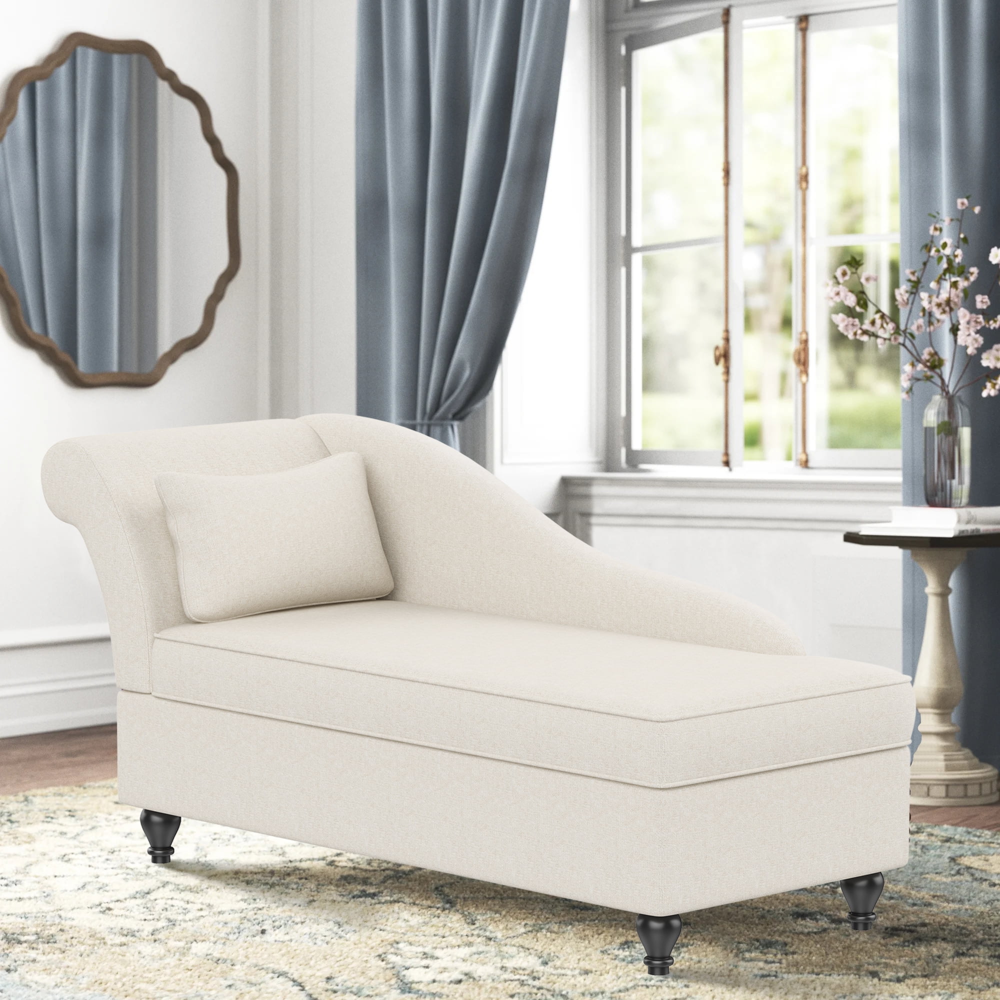 Andeworld Modern Chaise Lounge Indoor with Storage, Fabric Chaise ...