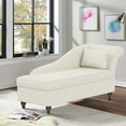 thumbnail image 1 of Andeworld Modern Chaise Lounge Indoor with Storage, Fabric Chaise Lounge Couch,Sleeper Lounge Sofa for Bedroom Office,Small Living Room & Apartment（White,Right Arm）, 1 of 5
