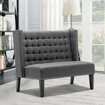 Andeworld Modern Loveseat Settee  Sofa Upholstered Banquette Couch for Dining Living Room Hallway or Entryway Seating Funiture with Wooden Legs,Slate