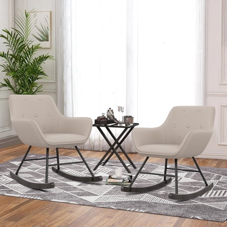 Andeworld Modern Rocking, Uplostered Rocker Armchair,Glider Chair for Living Room, Bedroom(Set of 2, Apricot)