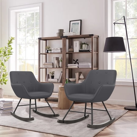 Andeworld Modern Rocking, Uplostered Rocker Armchair,Glider Chair for Living Room, Bedroom(Set of 2, Grey)