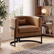 Andeworld Modern Velvet Removable Cushions Barrel Accent Chair, Brown