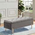 thumbnail image 1 of Andeworld Ottoman with Storage Bench, Modern Velvet Upholstered Rectangular Tufted Footstool Bench, Large Storage Bench for Bedroom,Living Room,Entryway (Grey), 1 of 7