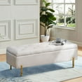 thumbnail image 1 of Andeworld Ottoman with Storage Bench, Modern Velvet Upholstered Rectangular Tufted Footstool Bench, Large Storage Bench for Bedroom,Living Room,Entryway (Ivory), 1 of 7