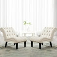 thumbnail image 1 of Andeworld Set of 2 Accent Chair for Living Room Bedroom Upholstered Tufted Curved Backrest Casual Fabric Chairs with Wood Legs Cream, 1 of 8