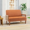 thumbnail image 1 of Andeworld Small Loveseat,2-seat Mini Sofa Couch with Rattan Armrests for Living Room,Bedroom(Orange), 1 of 6