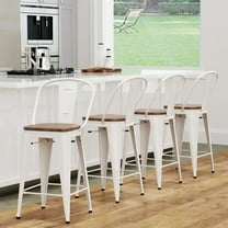 Andeworld Stacking High Back Bar Stools, White (Set of 4)