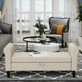 thumbnail image 1 of Andeworld Storage Bench with Arms Upholstered Settee Bench for Bedroom Living Room Entryway Ivory, 1 of 6