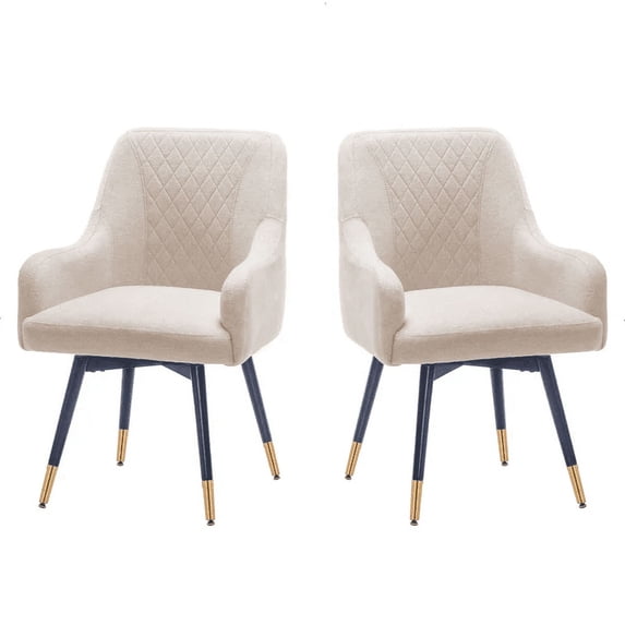 Andeworld Swivel Chairs Set of 2 Modern Upholstered Dining Chairs Arm Chair Living Room Accent Chairs Office Club Guest Brige