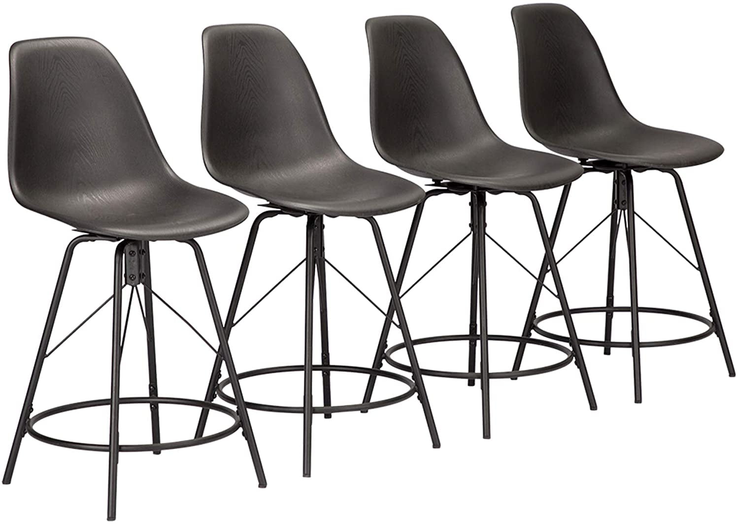 Black Metal Swivel Counter Height Bar Stools Set of 4