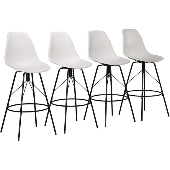 Andeworld Swivel Counter Bar Stools Set of 4 with Backs Mid Century Modern Armless Bar Height Side Chairs (26 inch,White)
