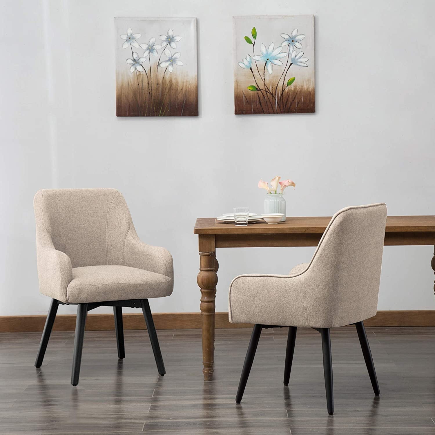 Andeworld Swivel Dining Chairs Set of 2 Upholstered Accent Chairs Living Room Chairs Desk Office Arm Chair