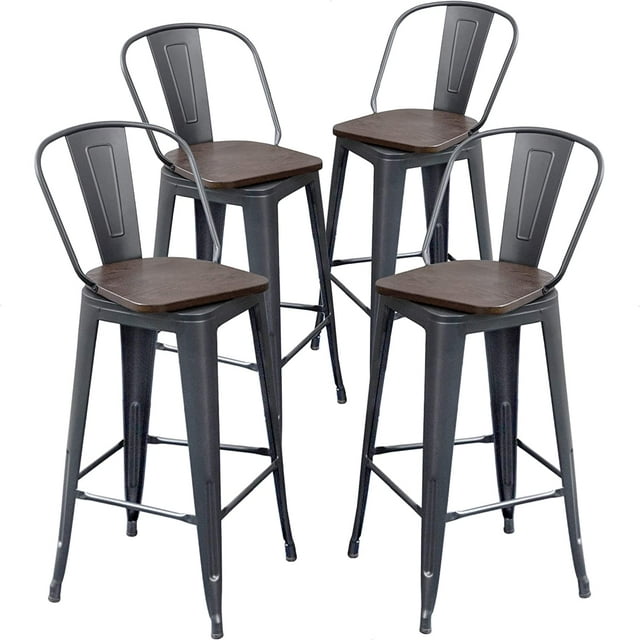 Andeworld Swivel Metal Bar Stools with Backs Counter Stools Set of 4