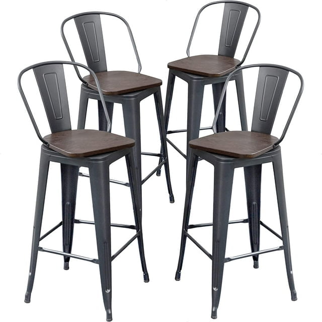 Andeworld Swivel Metal Bar Stools Set of 4 Counter Height Stools Counter Bar Stools with Back