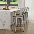 thumbnail image 1 of Andeworld Swivel Metal Bar Stools with Backs Counter Stools Set of 4 Counter Height Stools High Back Bar Chairs 24 Inches Bar Stools Farmhouse Silver, 1 of 9