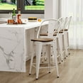 thumbnail image 1 of Andeworld Swivel Metal Bar Stools with Backs Counter Stools Set of 4 Counter Height Stools High Back Bar Chairs 26 Inch Bar Stools Farmhouse White, 1 of 9