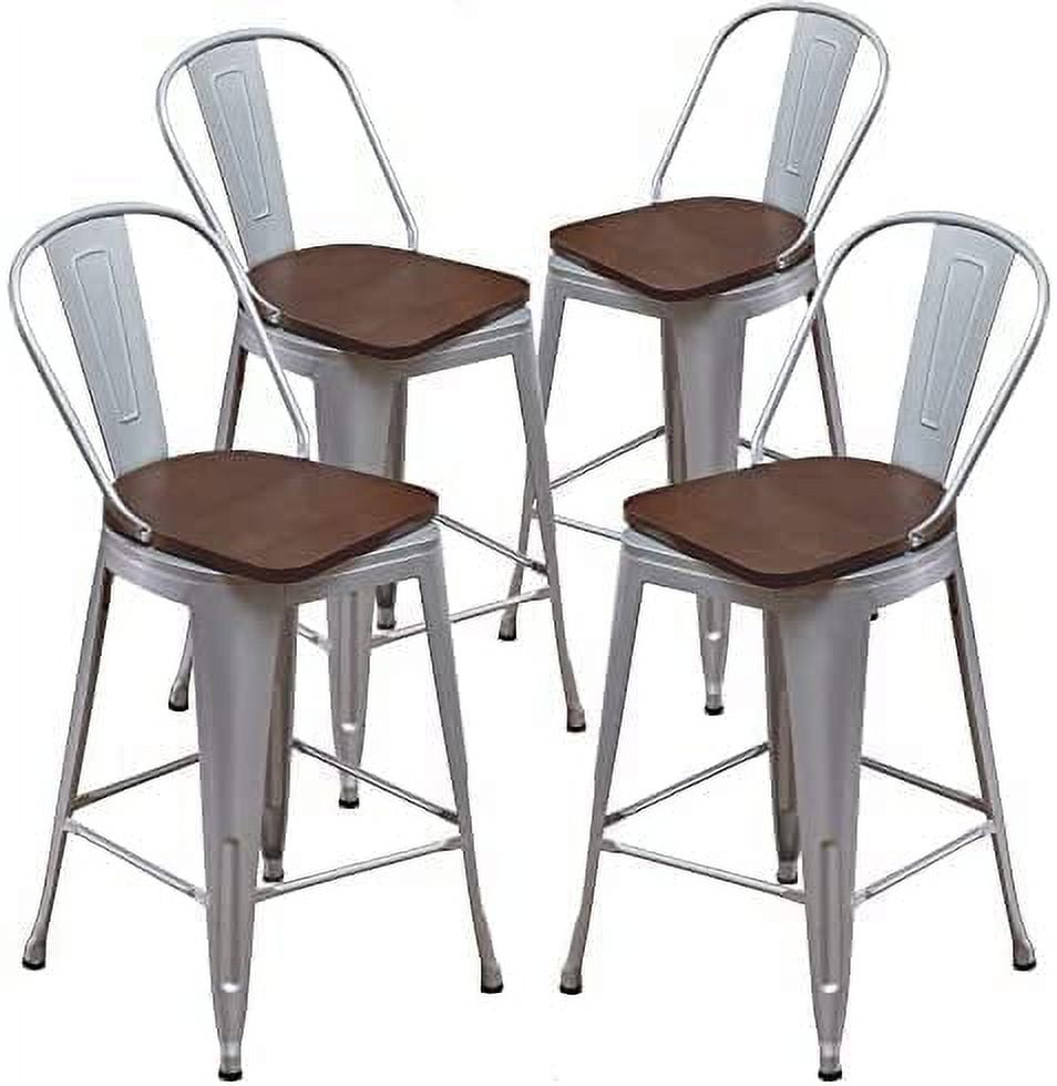Andeworld Swivel Metal Bar Stools with Backs Counter Stools Set of 4