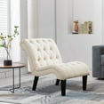 thumbnail image 1 of Andeworld Upholstered Accent Chair for Bedroom Living Room Chairs Lounge Chair with Wood Legs Cream Fabric, 1 of 9