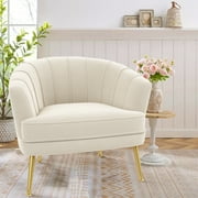 Andeworld Upholstered Accent Chair with Gold Metal Legs (Beige)