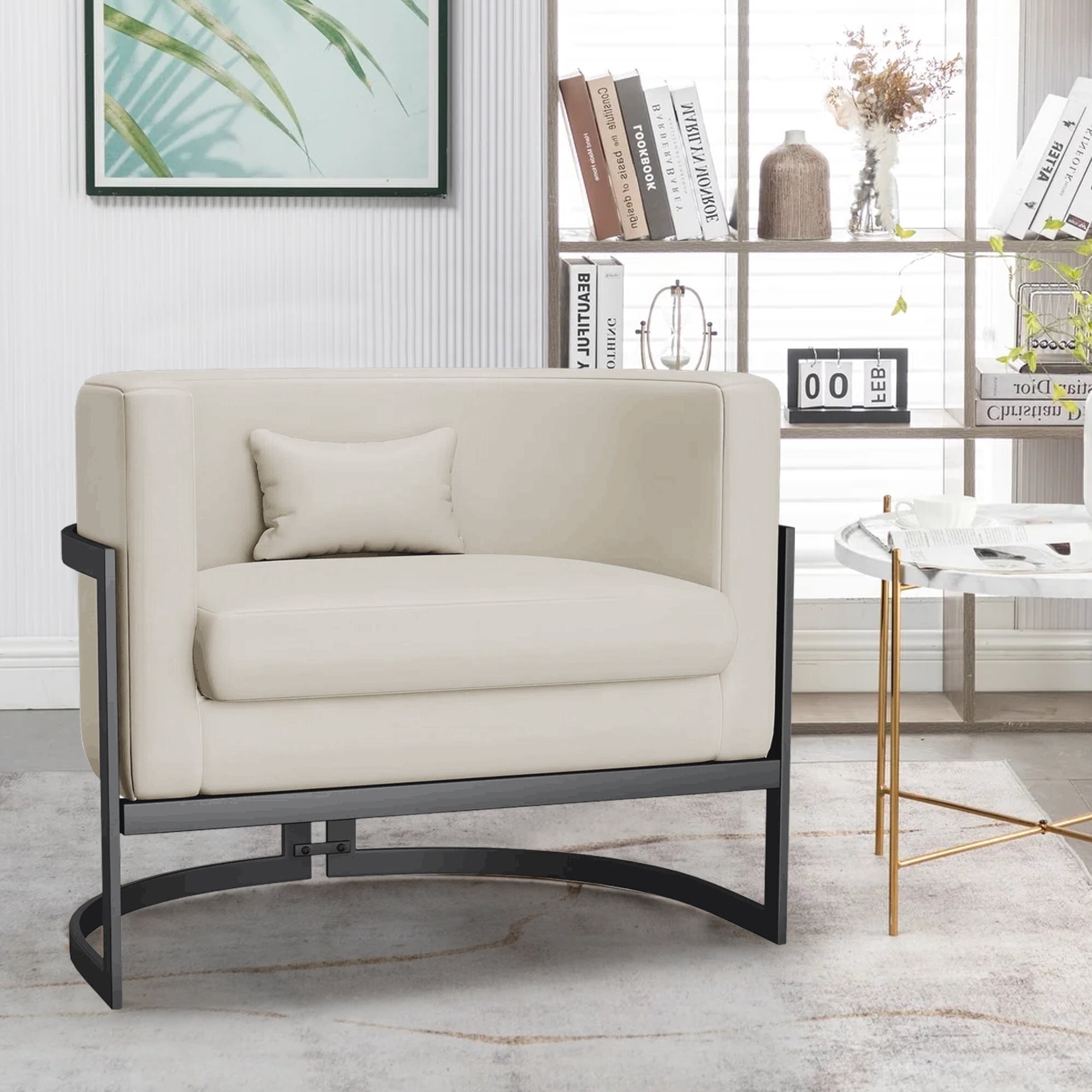 Beige barrel accent chair sales