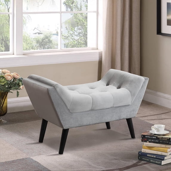Andeworld Upholstered Bed Bench Entryway Ottoman Gray (Small Bed Bench)