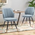 thumbnail image 1 of Andeworld Upholstered Dining Chairs Set of 2, Modern Armless Chairs for Kitchen, Dining Room Chairs, Living Room Accent Side Chairs Leisure Chair with Metal Legs Blue Fabric, 1 of 7