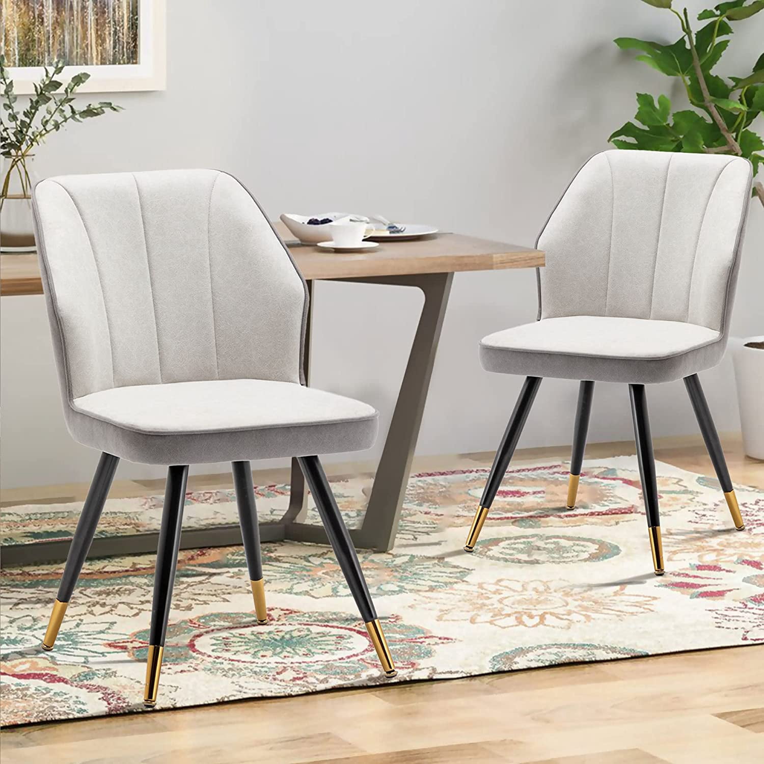Andeworld Upholstered Dining Chairs Set of 2, Modern Armless Chairs for ...