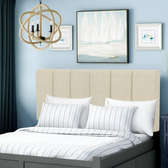 Andeworld Upholstered Headboard Queen Foldable Upholstered Headboard for Queen Bed Adjustable Height Oatmeal（White）