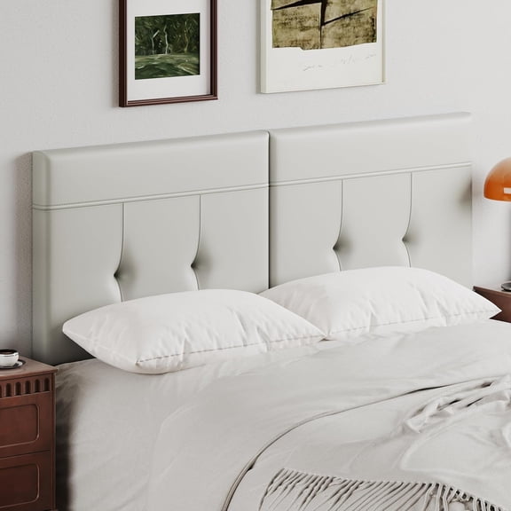Andeworld Upholstered Tufted Queen Size Headboard,PU Leather Wood Head Board with Metal Legs, Adjustable Height from 42” to 56”, Bed Headboard in Modern Design,Backboard for Bed, Beige