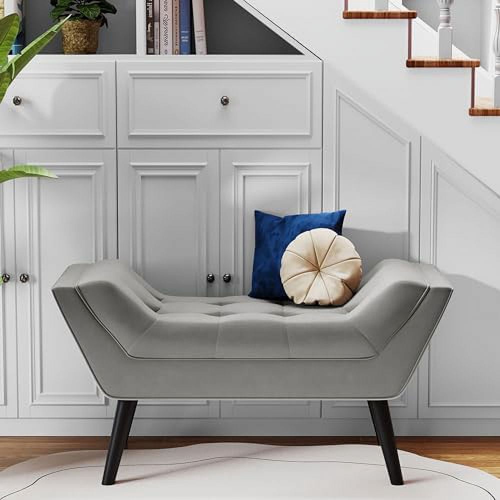 Andeworld Upholstered Tufted Small Cute Bench Ottoman for Entryway ...