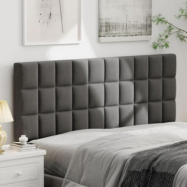 Andeworld Velvet Upholstered Tufted King Size Headboard,Wood Head Board with Metal Legs, Adjustable Height from 42” to 56”, Bed Headboard in Modern Design,Backboard for Bed, Dark Gray