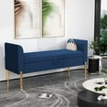 thumbnail image 1 of Andewrold Storage Bench,Upholstered Storage Ottoman Bench,Modern Bed Bench Entryway Bench with Gold Legs for Bedroom Living Room(Blue), 1 of 7